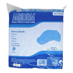 GORRO PLISADO AZUL 10GR BOLSA C/100 PZAS*AMB*