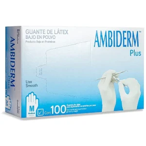 GUANTE DE LATEX NO EST P/EXP MED CAJA C/100 PZAS *AMB*PLUS AZUL