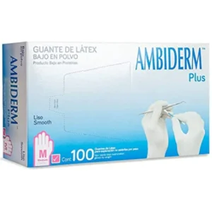 GUANTE DE LATEX NO EST P/EXP MED CAJA C/100 PZAS*AMB*PLUS ROSA