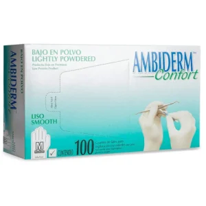 GUANTE DE LATEX NO EST P/EXP MED CAJA C/100 PZAS *AMB*CONFORT