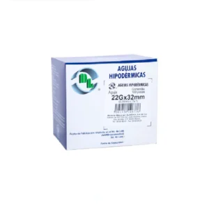 AGUJA HIPODERMICA NEGRA 22X32MM CAJA C/100 *DEN*